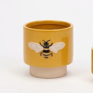 One Hundred 80 Degrees Ceramic Pottery Bumble Bee Candle Holder / Planter 4"